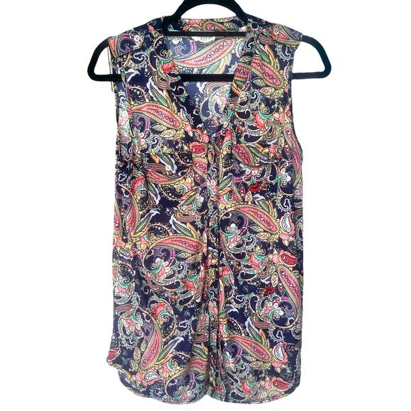 Ember V-Neck Casual Tank Top Paisley Size Small - Picture 1 of 6